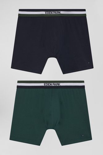 Lot de 2 boxers en coton stretch élastique tricolore vert - Eden Park - Modalova