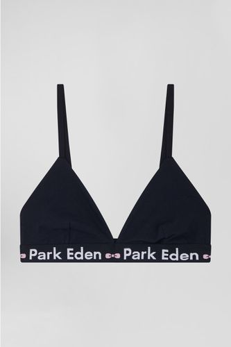 Soutien-gorge en coton stretch bleu marine élastique siglé - Eden Park - Modalova