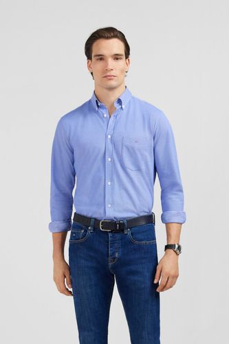 Chemise Slim En Coton Pinpoint Bleu - EDEN PARK - Modalova
