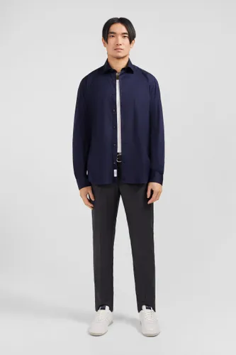 Chemise bleu marine slim en popeline stretch - EDEN PARK - Modalova