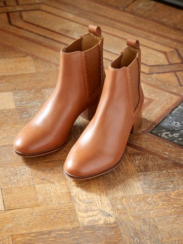 Boots chelsea festonnés cuir femme - Cyrillus - Modalova