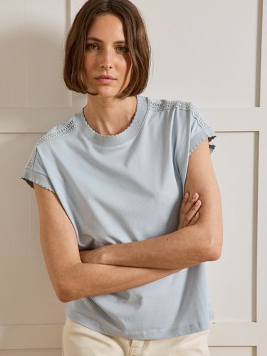 T-shirt dentelle sans manches coton et modal - Cyrillus - Modalova