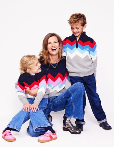 Pull partiellement zippé traditionnel-Chevron chiné - Boden - Modalova
