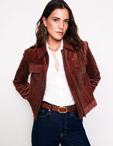 Veste en velours côtelé à fermeture zippée-Rouille profond - Boden - Modalova