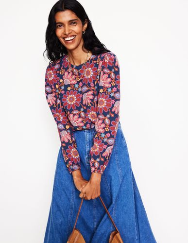 Top imprimé simple- marine foncé, motif Cosmic Meadow - Boden - Modalova