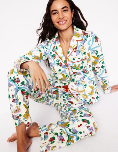 Haut de pyjama en coton brossé-Multi, motif London Town - Boden - Modalova