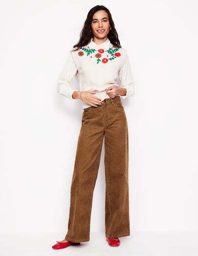Jean large en velours côtelé à 5 poches-Camel chiné - Boden - Modalova