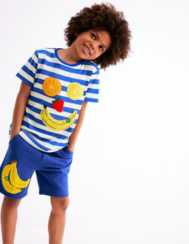 T-shirt manches courtes en bouclé-Visage en fruits bleu galerie/ivoire - Boden - Modalova