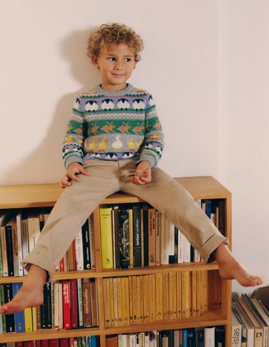 Pull motif jacquard-Pâques gris chiné - Boden - Modalova