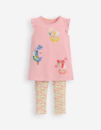 Ensemble avec tunique à manches volantées-Fées rose vintage - Boden - Modalova