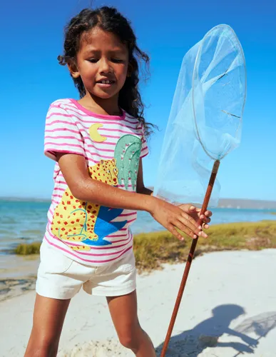 T-shirt manches courtes à appliqué-Guépard rose pétale - Boden - Modalova