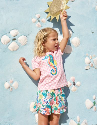 Short Juniper tissé à froufrous-Motif Coral Cove multi - Boden - Modalova
