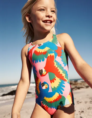 Maillot de bain imprimé croisé dans le dos-Perroquet arc-en-ciel multi - Boden - Modalova