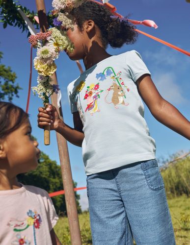 T-Shirt mit Puffärmeln und Applikation-Wolkenblau Tiere - Boden - Modalova