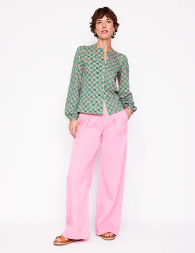 Chemise Marina en jersey-Émeraude profond, motif Geo Trellis - Boden - Modalova