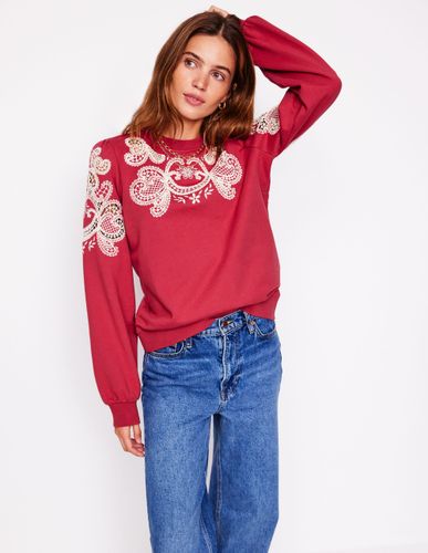 Sweat ajouré à manches bouffantes-Terracotta - Boden - Modalova