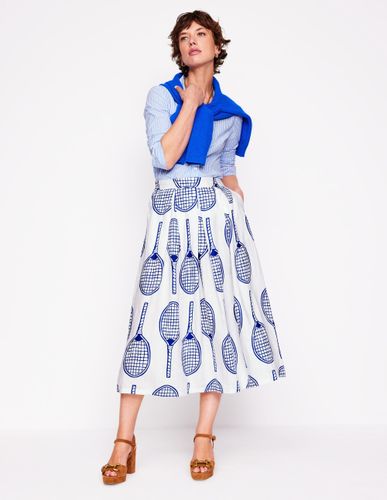 Jupe midi Verity en lin-Ivoire, tennis - Boden - Modalova