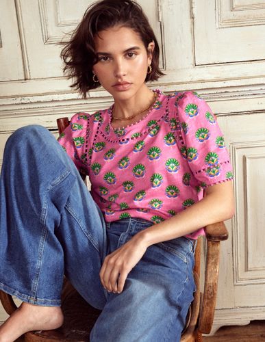 Top Mila à détails dentelle-Rose, motif Ornamental Floral Sprig - Boden - Modalova