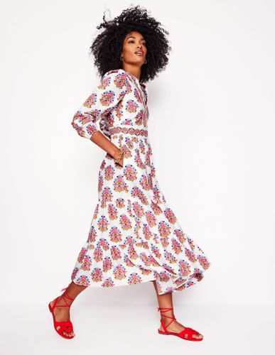 Robe midi Violet en coton-Ivoire, motif Wildflower Stamp - Boden - Modalova