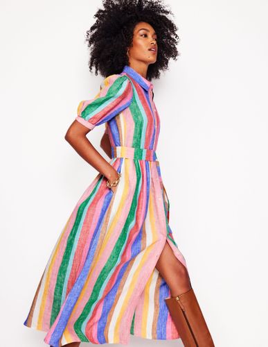 Robe-chemise longue Alexa en lin-Rayé arc-en-ciel vif - Boden - Modalova