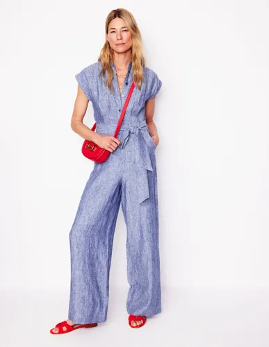 Combinaison Colette en lin-Chambray bleu authentique - Boden - Modalova