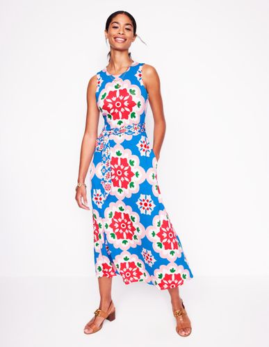 Robe trapèze à nouer-Bleu céruléen, motif Bloom Geo - Boden - Modalova