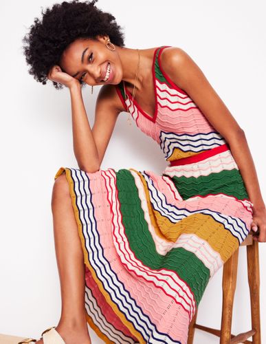 Robe longue en maille à col V-À Rayures Multicolores - Boden - Modalova