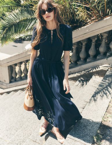 Robe midi ajourée-Bleu marine - Boden - Modalova