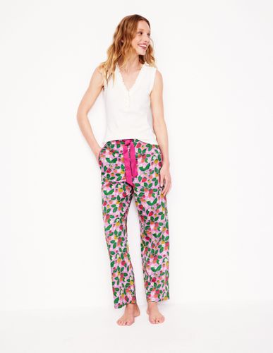 Pantalon de pyjama en satinette de coton-Motif Fruit Paradise rose reine-des-prés - Boden - Modalova