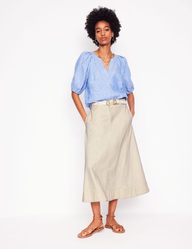 Jupe corolle à empiècements en jean-Aristocratic Blue - Boden - Modalova