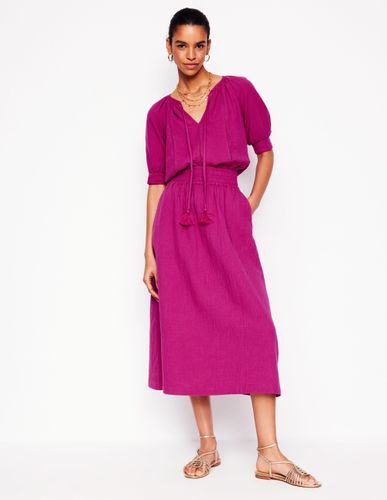 Jupe smockée en double-étoffe-Fuchsia - Boden - Modalova
