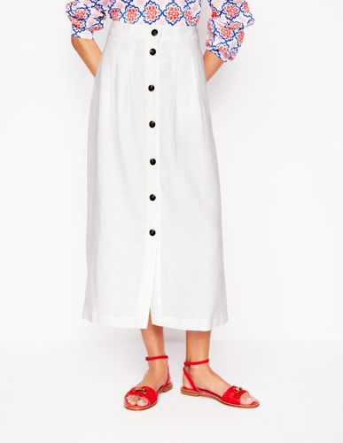 Jupe midi Thomasina en lin-Blanc - Boden - Modalova