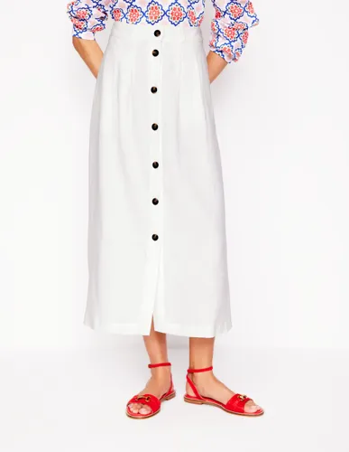 Jupe midi Thomasina en lin-Blanc - Boden - Modalova