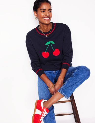 Sweat Emi brodé-Bleu marine, cerises - Boden - Modalova