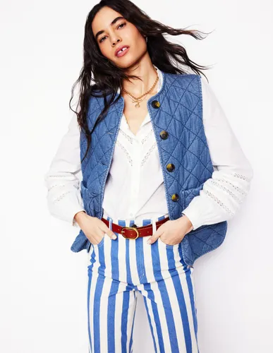 Veste matelassée en jean sans manches- Lavé Moyen - Boden - Modalova
