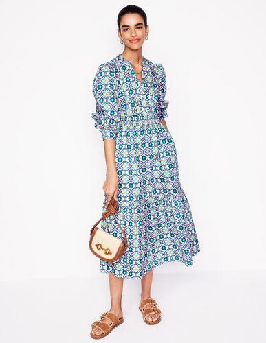 Robe midi Elena en coton à volants-Multi, motif Floweret Tile - Boden - Modalova