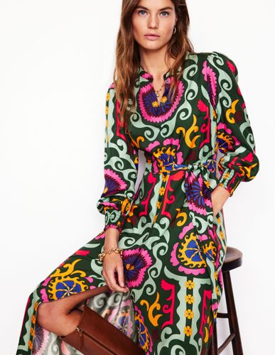 Robe-chemise Ruby sans col-Vert, motif Ornamental Wave - Boden - Modalova