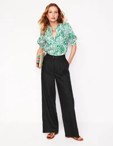 Pantalon Dulwich en lin-Noir - Boden - Modalova