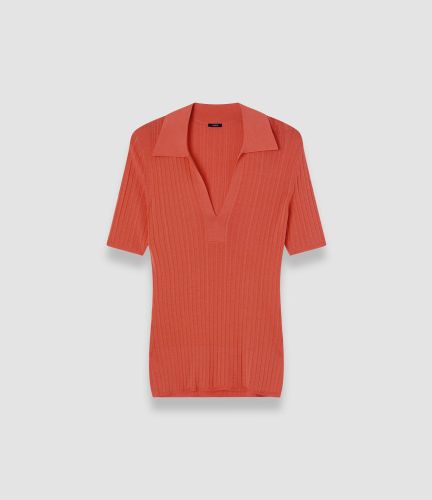 Viscose Rib Knit Polo Top - L - Joseph - Modalova