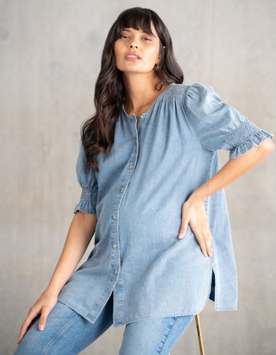 Shirred Sleeve Chambray Maternity Blouse - Seraphine - Modalova