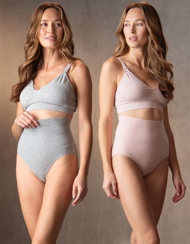 Lot de 2 Culotte post-maternité taille haute - Gris/Rose pâle - Seraphine - Modalova