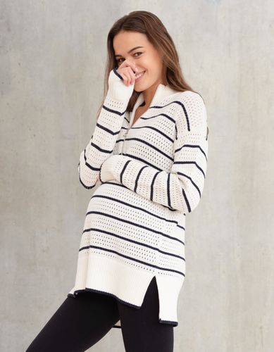 Pull de grossesse et allaitement en coton à rayures texturées - Seraphine - Modalova