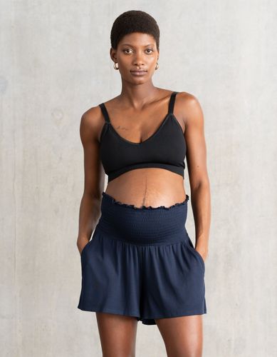 Short Grossesse à Taille Froncée Bleu Marine - Seraphine - Modalova