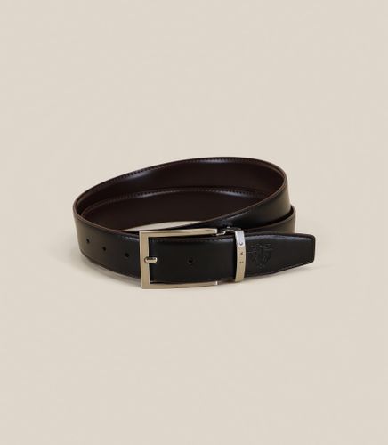 Ceinture 100% cuir réversible noire et - IZAC - Modalova