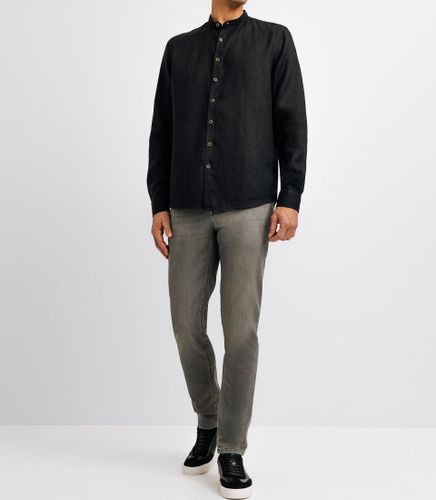 IZAC - Chemise en lin col mao noir - IZAC - Modalova