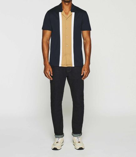 Chemise manches courtes en jersey marine et camel KAMI - IZAC - Modalova