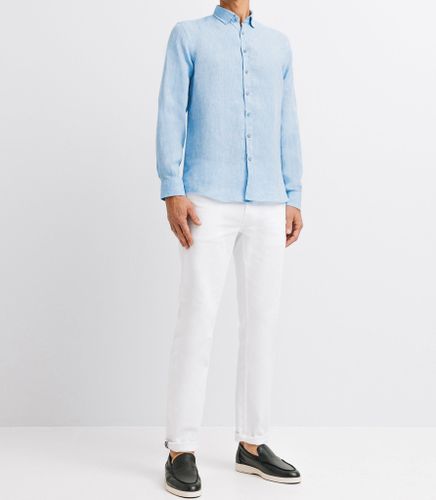 Chemise unie en lin indigo - IZAC - Modalova