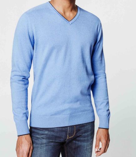 IZAC - Pull col V bleu ciel chiné - Izac - Modalova