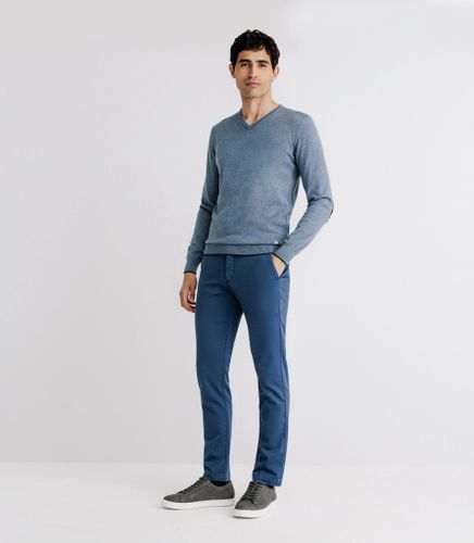 Pull col V manches longues indigo - IZAC - Modalova