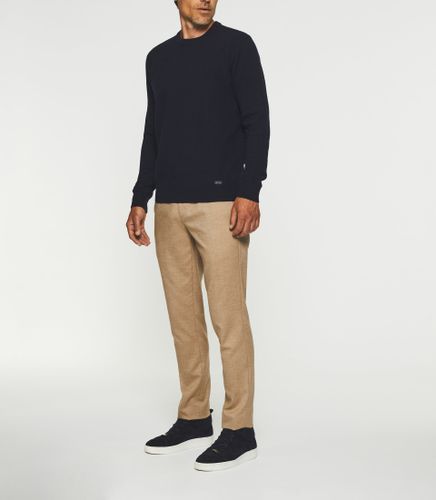 Pull col rond en laine-cachemire marine BERTOLDO - IZAC - Modalova